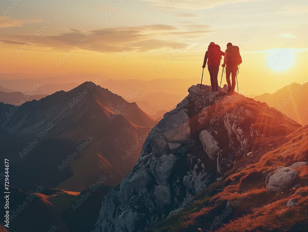 silhouette of a couple in the mountains