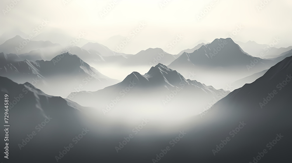 Majestic mountains, panoramic peaks PPT background