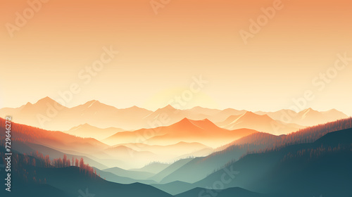 Majestic mountains, panoramic peaks PPT background © xuan