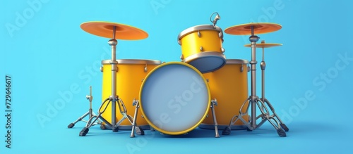 3d realistic set drum for music instrument in plastic cartoon style. AI generated image