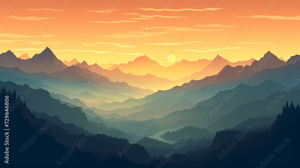 Majestic mountains, panoramic peaks PPT background