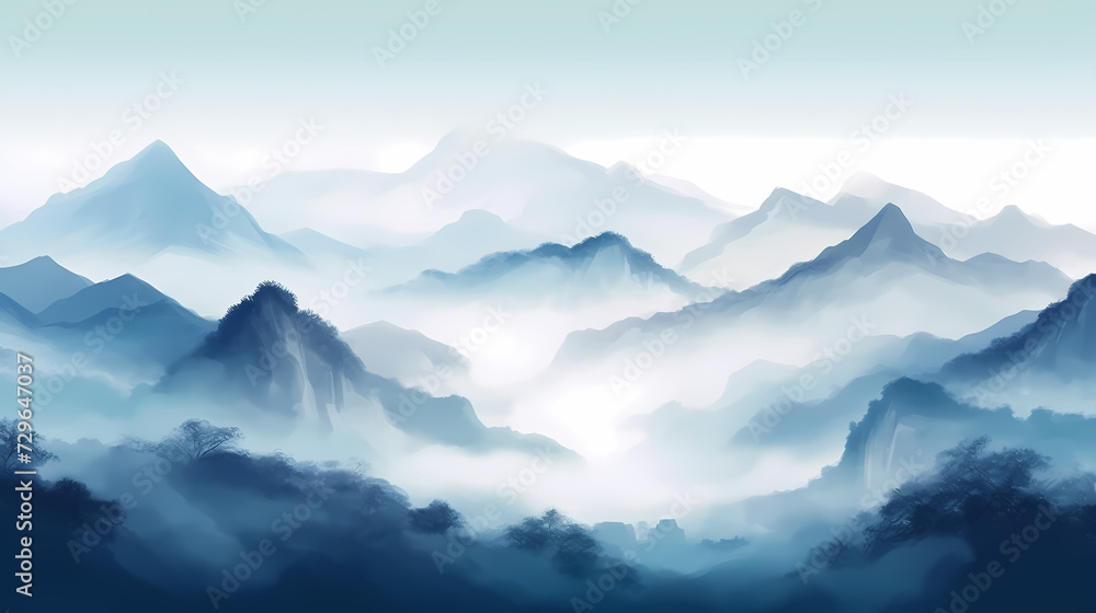 Fototapeta premium Majestic mountains, panoramic peaks PPT background