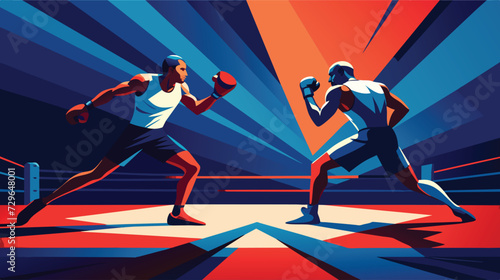 Intense Boxing Match Showdown in Dynamic Ring Illustration