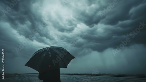 Embracing Emotional Storms: Person Holding Umbrella in Ultra-Realistic 8K   Captured with DSLR Wide-Angle Lens, Symbolizing Protection and Weathering Emotional Turbulence © Epic graphy