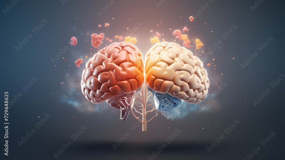 Fototapeta premium Abstract brain or light bulb, creative PPT background