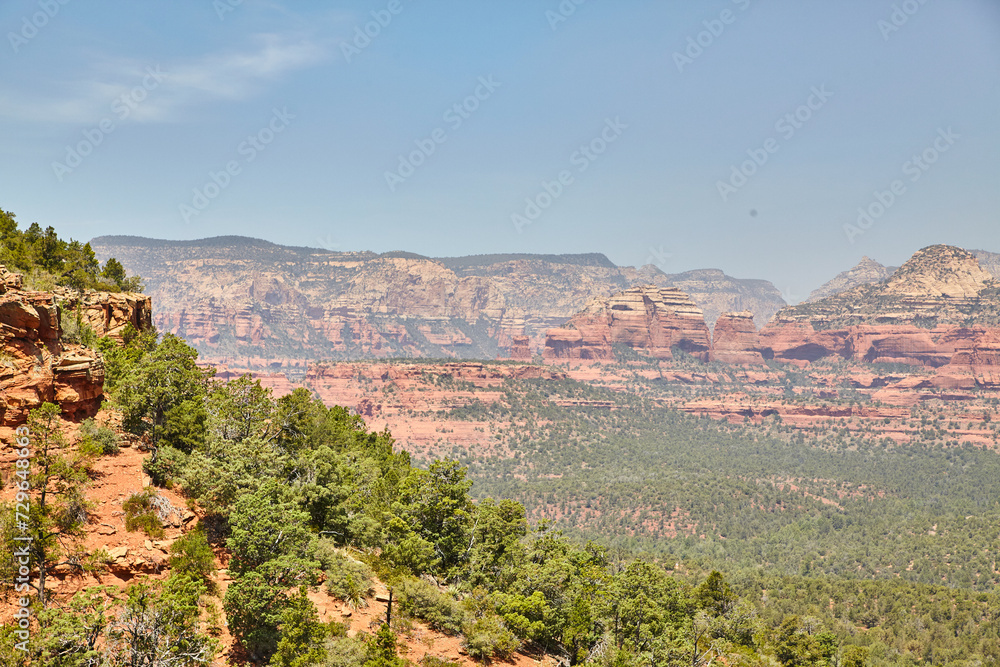 Sedona Red Rock Formations with Desert Vegetation, Elevated View