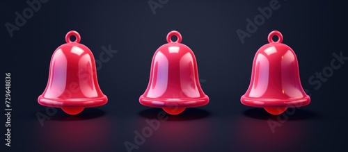 3d render pink bells icon with new message symbol web chat in cartoon style. AI generated image photo