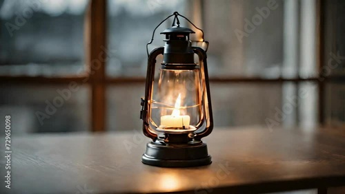 old oil lamp on the table