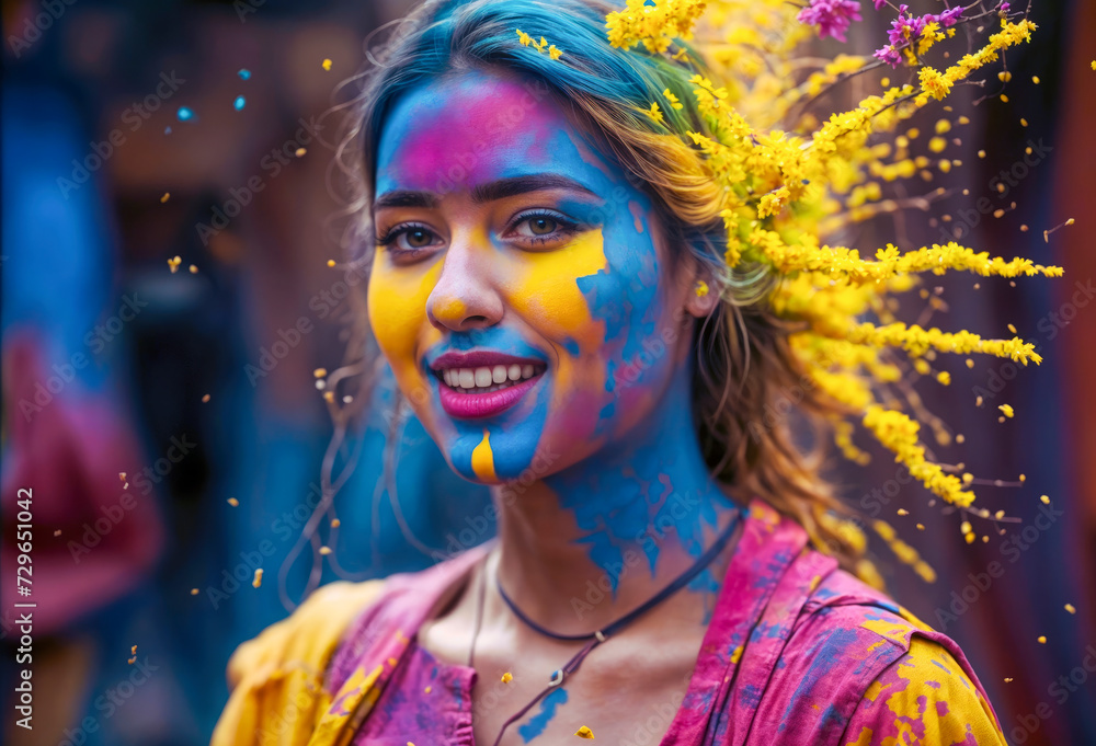 Banner for the Holi Festival of Colors. generate ai 