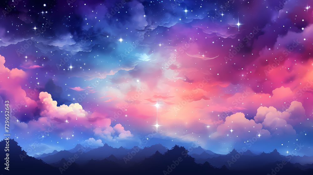 Naklejka premium Countless stars twinkle in the night sky