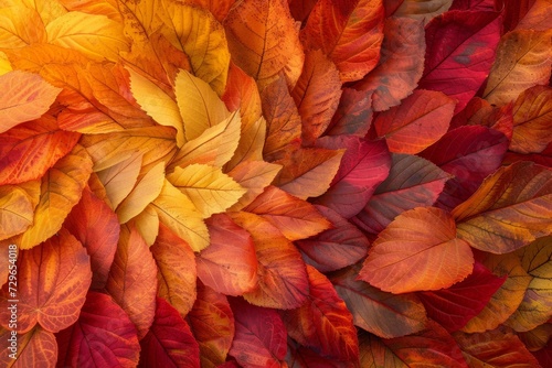 Wallpaper Mural Vibrant leaves in shades of peach, orange, and red create a picturesque autumn scene, adorned with delicate flowers, evoking the warm and cozy feeling of fall Torontodigital.ca