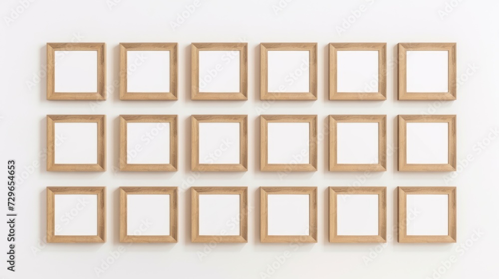 wood photo art frame set on white wall, ai wood photo art frame set on white wall, ai