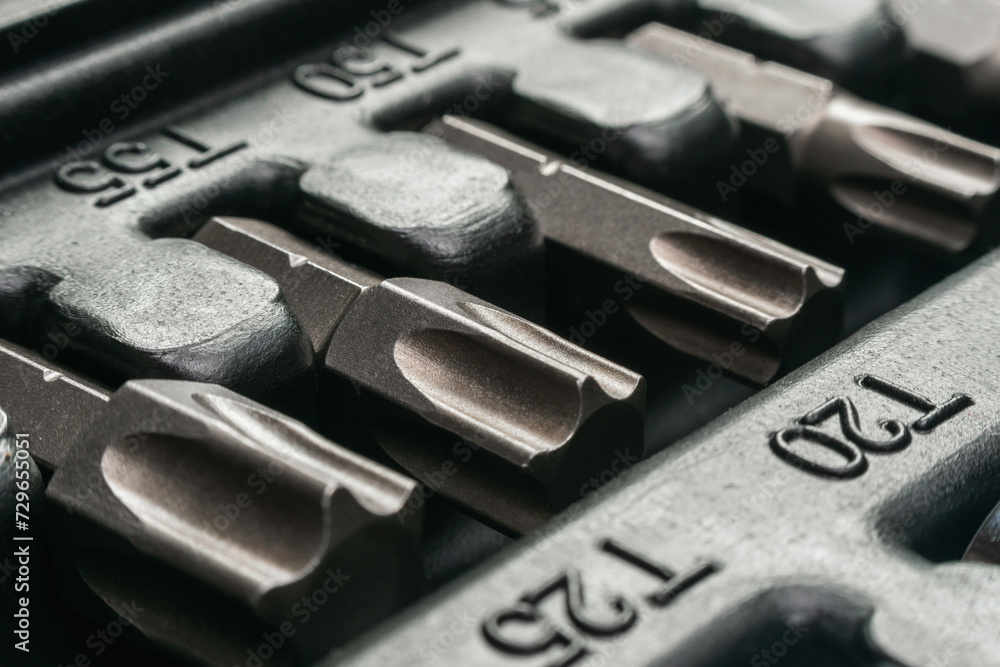 Fototapeta premium Various types of metal steel screwdriver bits