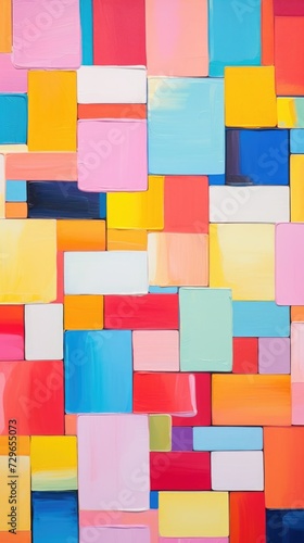 fun colorful squares tile art, ai