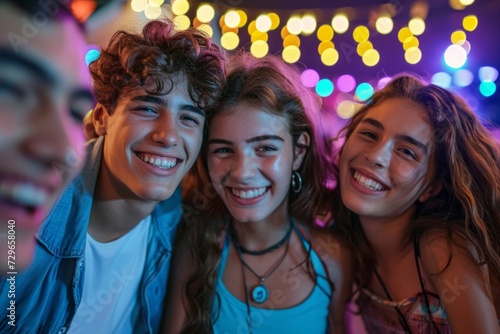 Group of teen friends having fun at a party