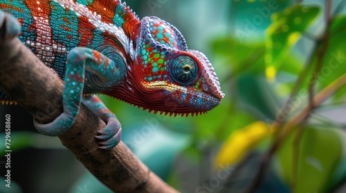 Beautiful of chameleon panther, chameleon panther on branch © buraratn