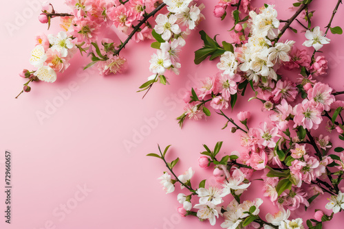Pink and White Flowers on a Pink Background © vladim_ka