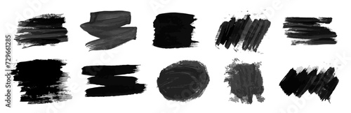 Set of black hand drawn ink stains