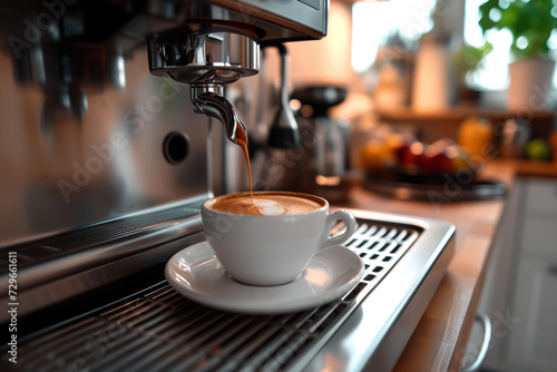 Espresso coffee machine maker on a home kitchen with coffee mug © Marcelo