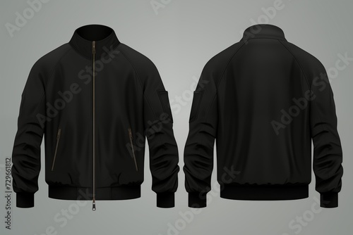 Foto A mockup template of a black bomber jacket, perfect for showcasing designs