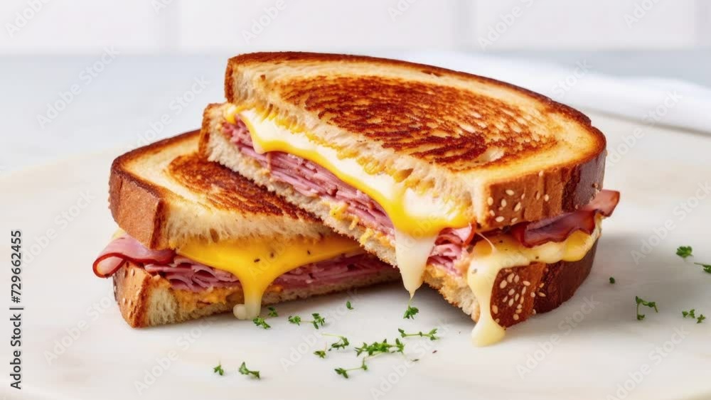 Zooming in on a Grilled Ham and Cheese Sandwich Zooming in on a Grilled Ham and Cheese Sandwich