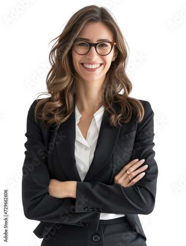 Smiling mature business woman in transparent background