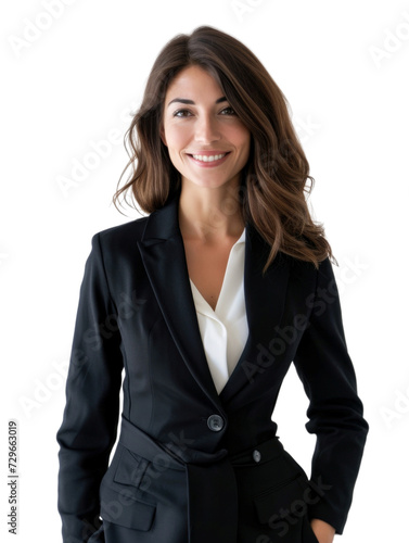 Smiling mature business woman in transparent background