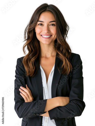 Smiling mature business woman in transparent background