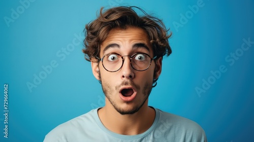 Portrait of young man with shocked facial expression © buraratn