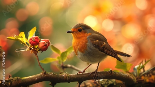 Red Robin bird close up in the spring garden © buraratn