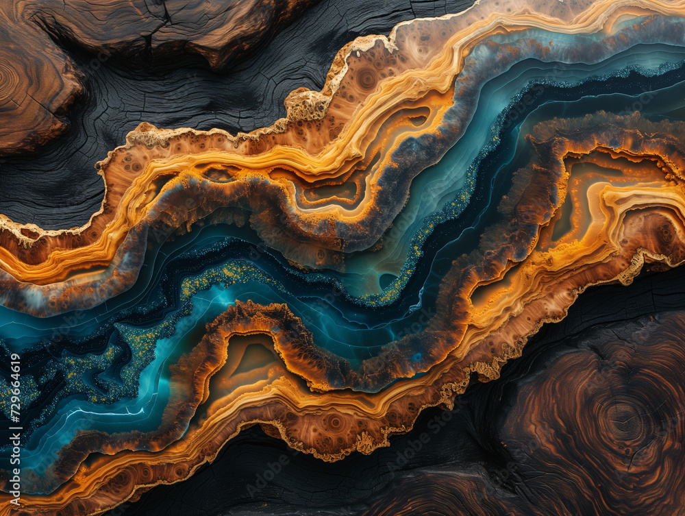 Abstract wood and colored epoxy resin texture background. Captivating image for printing. Contemporary art. Intricate details. Rich colors Abstract wood and colored epoxy resin texture background. Captivating image for printing. Contemporary art. Intricate details. Rich colors