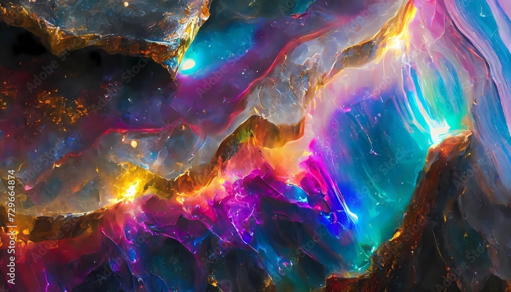 Obraz premium Incanto Minerali: Danza Astrale di Geodi Scintillanti