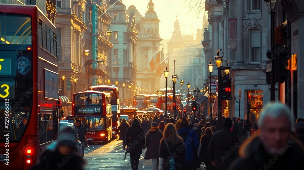 Obraz na płótnie Busy Street View at London City, U.K w salonie