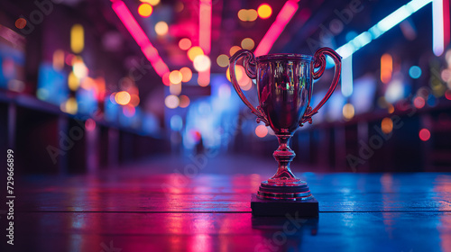 Trophy Resting on Wooden Table