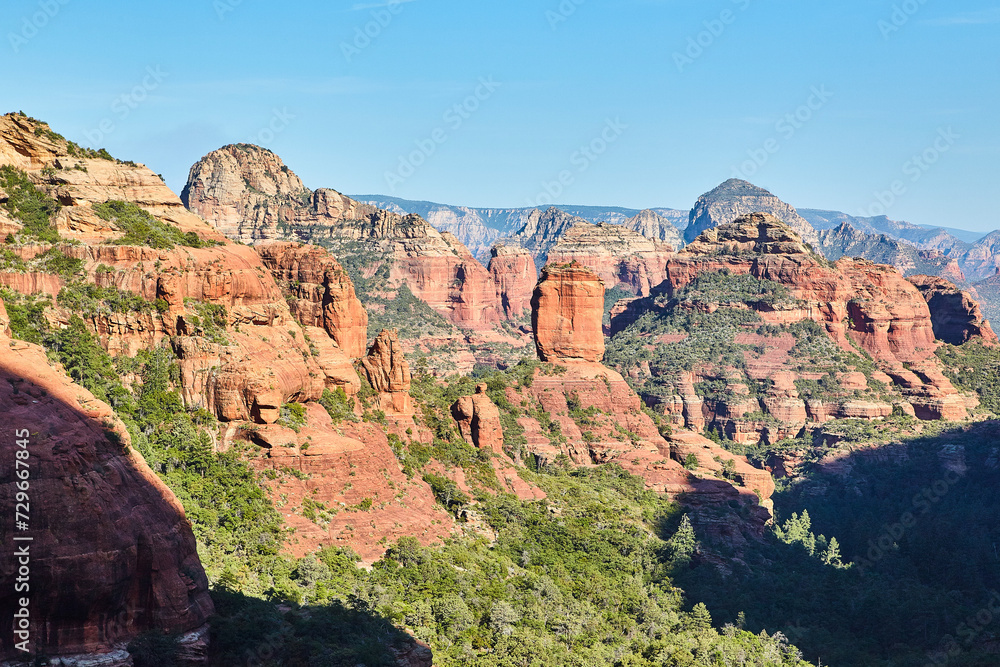 Aerial View of Sedona Red Rock Canyon with Lush Vegetation Aerial View of Sedona Red Rock Canyon with Lush Vegetation