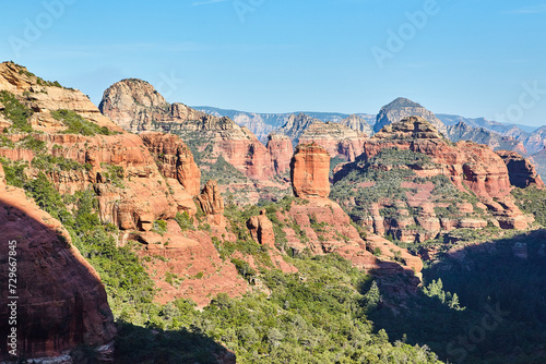 Aerial View of Sedona Red Rock Canyon with Lush Vegetation