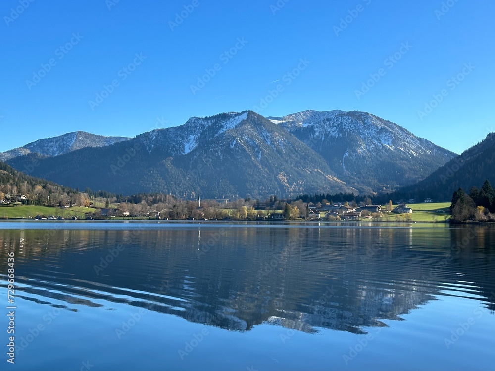 Lake Schliersee in Bavarian Alps mountains, Bavaria, Germany, November 2022