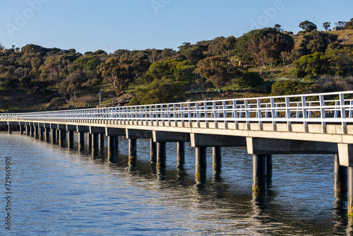 The new causeway between Victor Harbor and Granite island on a bright sunny day in South Australia on September 11th 2023 photo