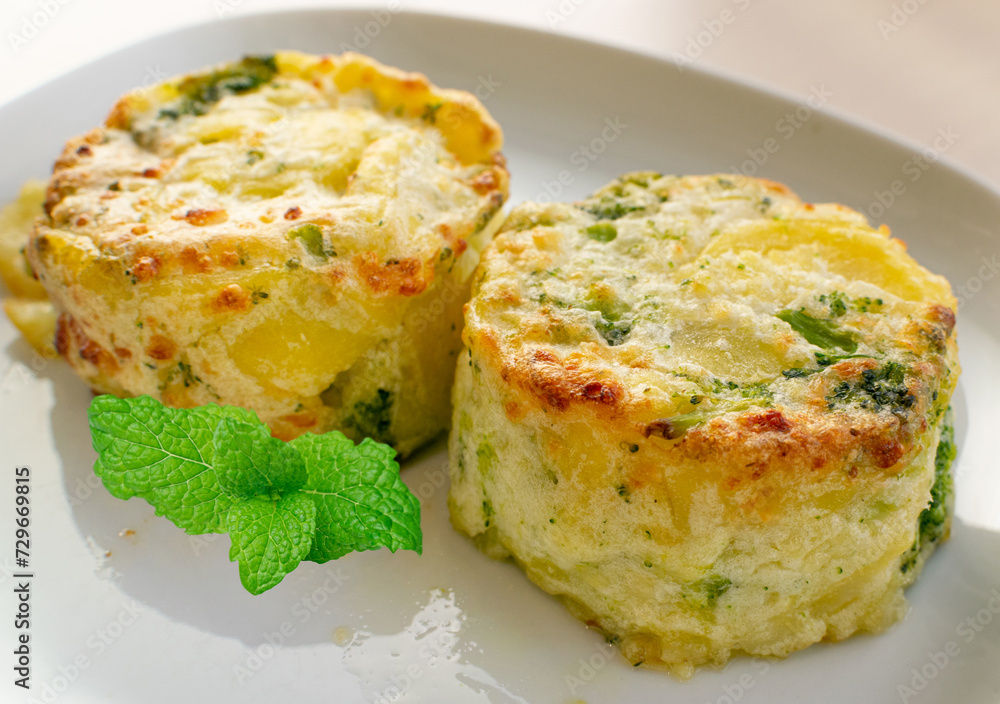 Broccoli Casserole, Vegetable Gratin, Baked Broccoli with Potatoes, Cheese and Cream