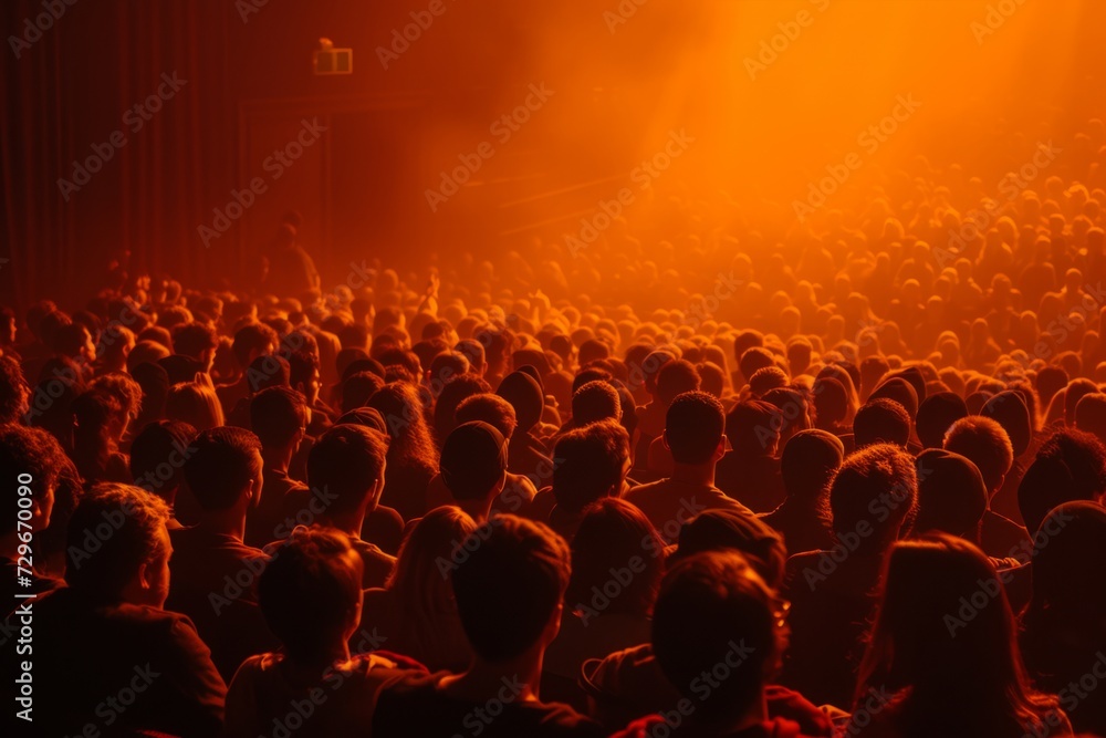 Obraz premium an audience sits in front of a stage at a concert Generative AI