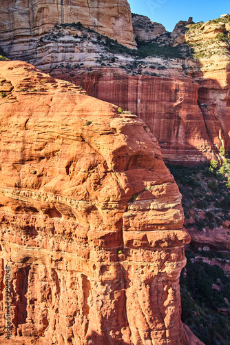 Aerial View of Sedona Sandstone Cliffs at Golden Hour