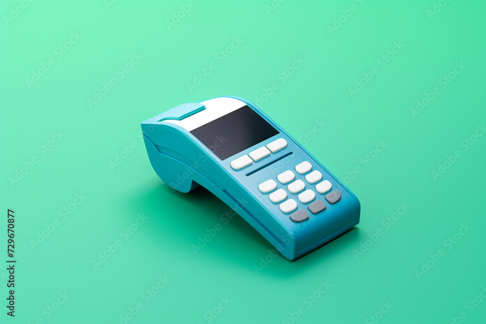 Contactless payment concept. POS (Point Of Sale) terminal to pay. NFC paymant. Green background. AI generation Contactless payment concept. POS (Point Of Sale) terminal to pay. NFC paymant. Green background. AI generation