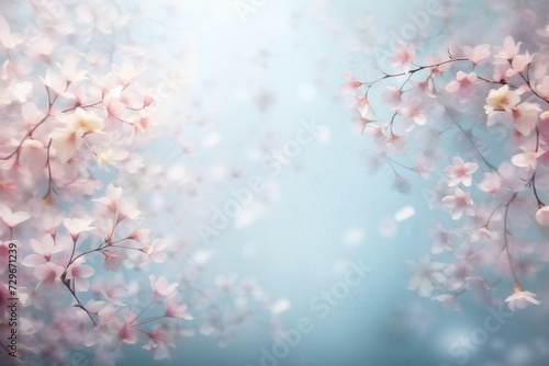 Soft Cherry Blossoms Against a Dreamy Blue Sky © grape_vein