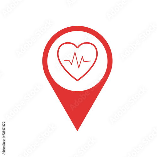AED,automated external defibrillator / aed sign with heart and electricity symbol flat vector icon	