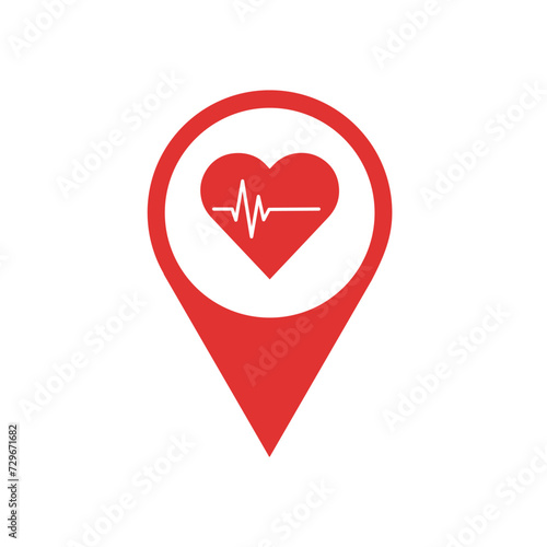 AED,automated external defibrillator / aed sign with heart and electricity symbol flat vector icon	