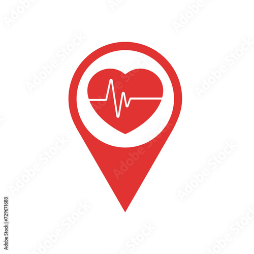 AED,automated external defibrillator / aed sign with heart and electricity symbol flat vector icon	