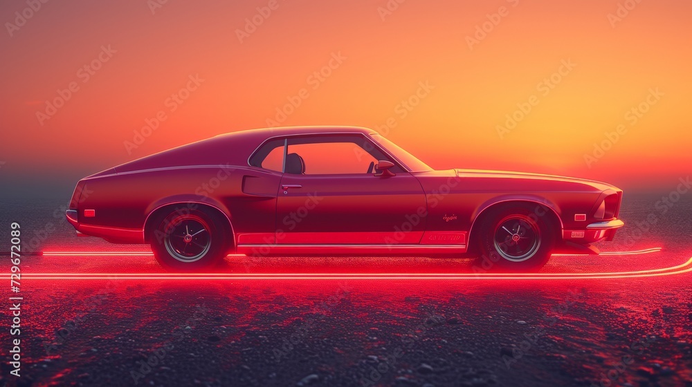 Neon Dusk Mustang