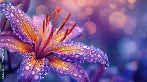 Flower with dew, macro, closeup, african lily