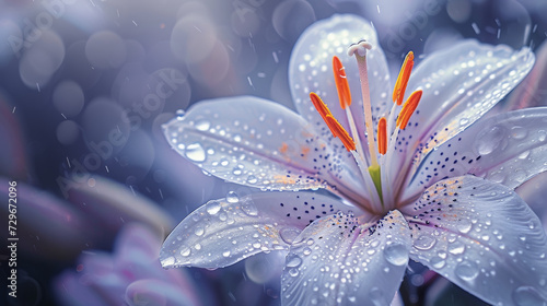 Flower with dew, macro, closeup, african lily