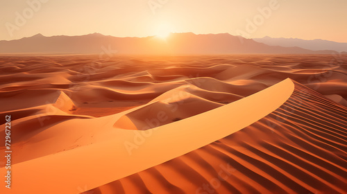 Desert landscape  sand dunes with wavy pattern